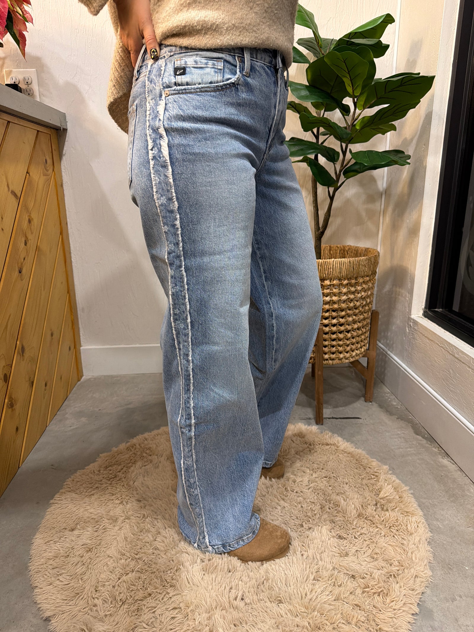 KanCan Printed Wide Leg High Rise