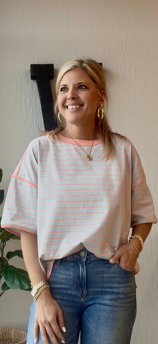 Peachy Keen Stripe Tee