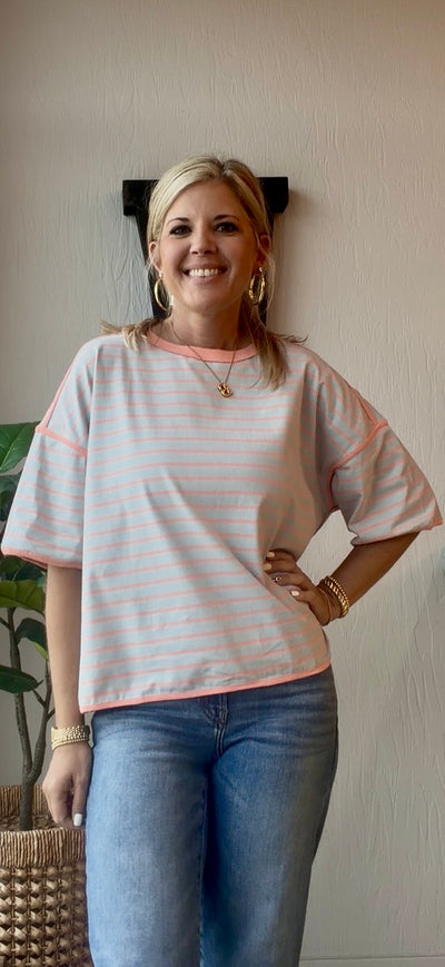 Peachy Keen Stripe Tee