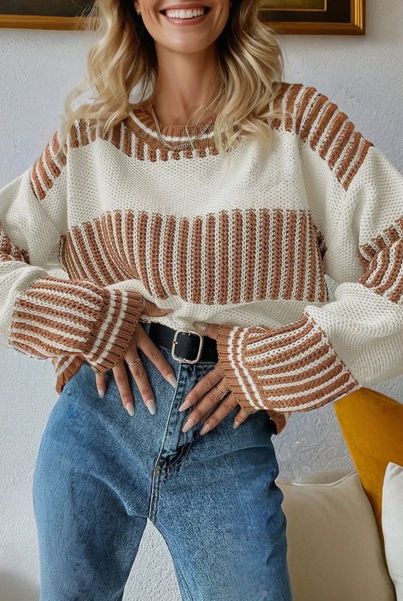 Caramel Cream Stripe Sweater