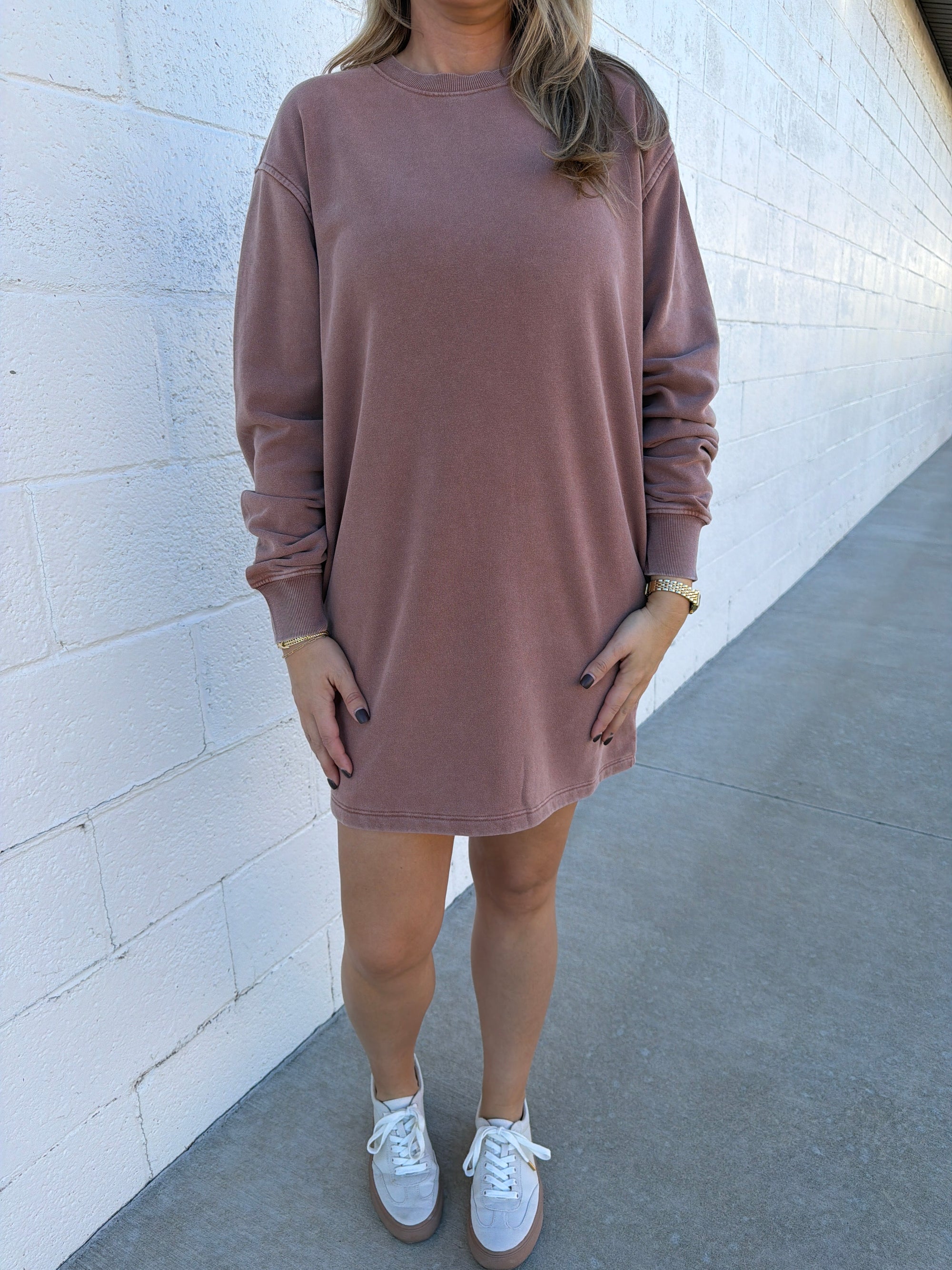 Cozy Chestnut Sweatshirt Dress