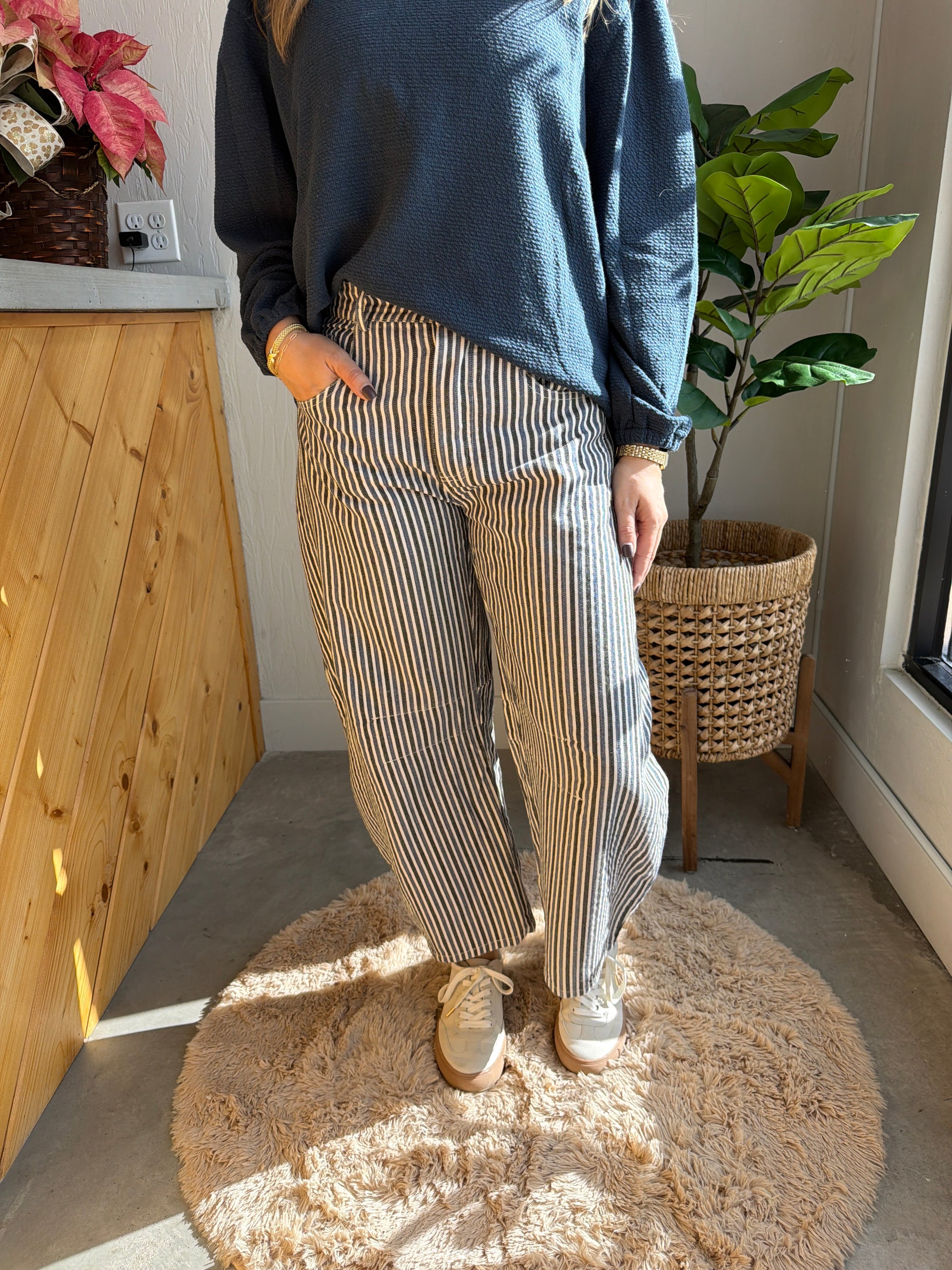 Salt + Slate Striped Barrel Jean