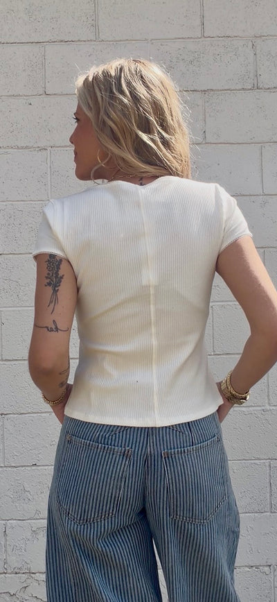 Lila Button Top - Ivory