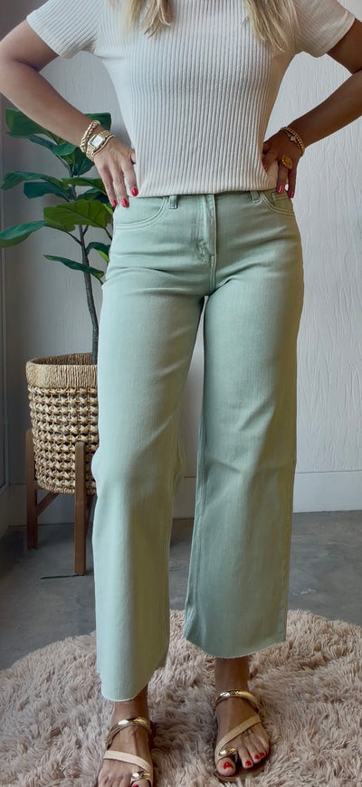 Olivia Mint Wide Leg Crop