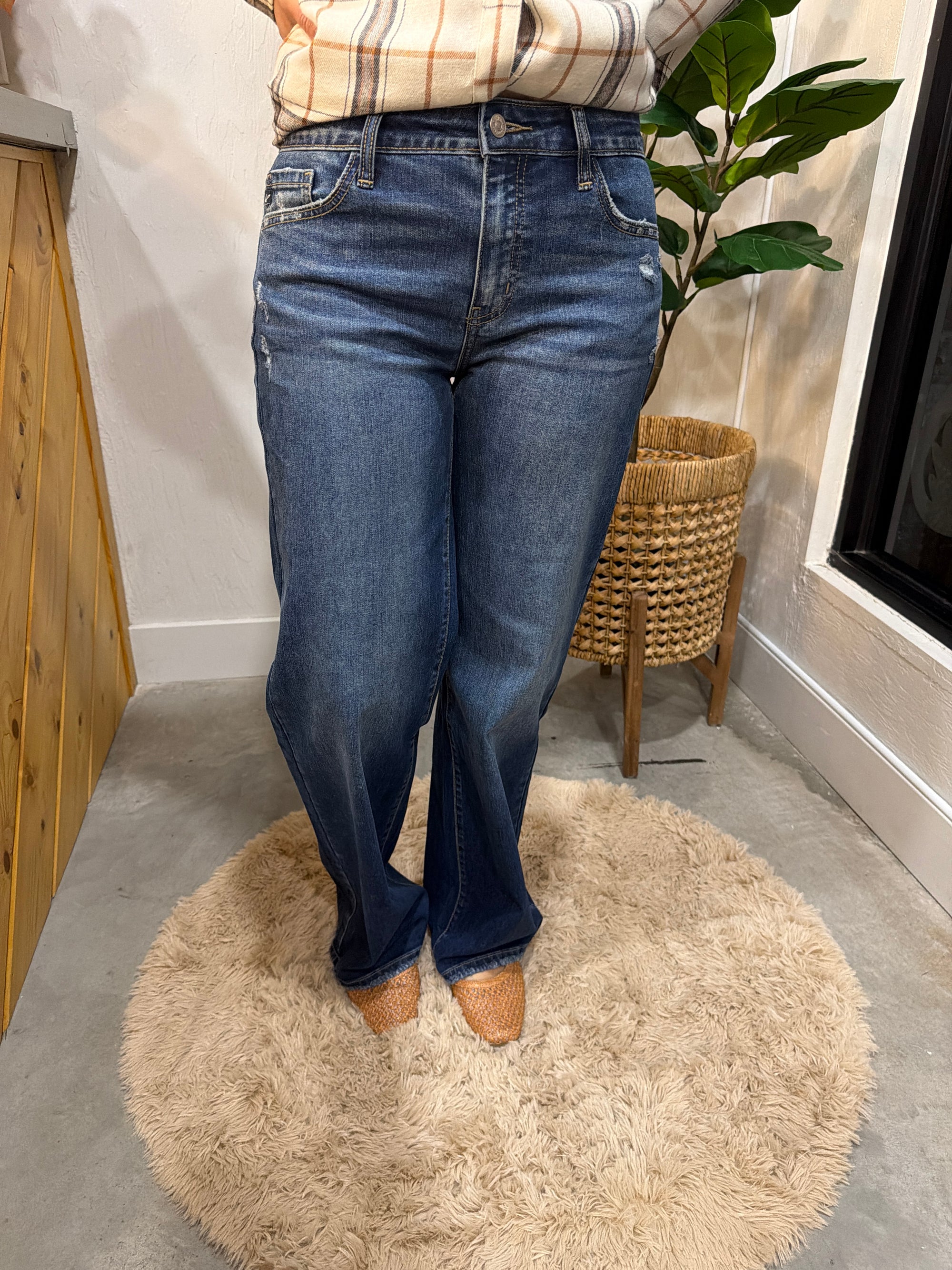 KanCan Crater Mid Rise Wide Leg