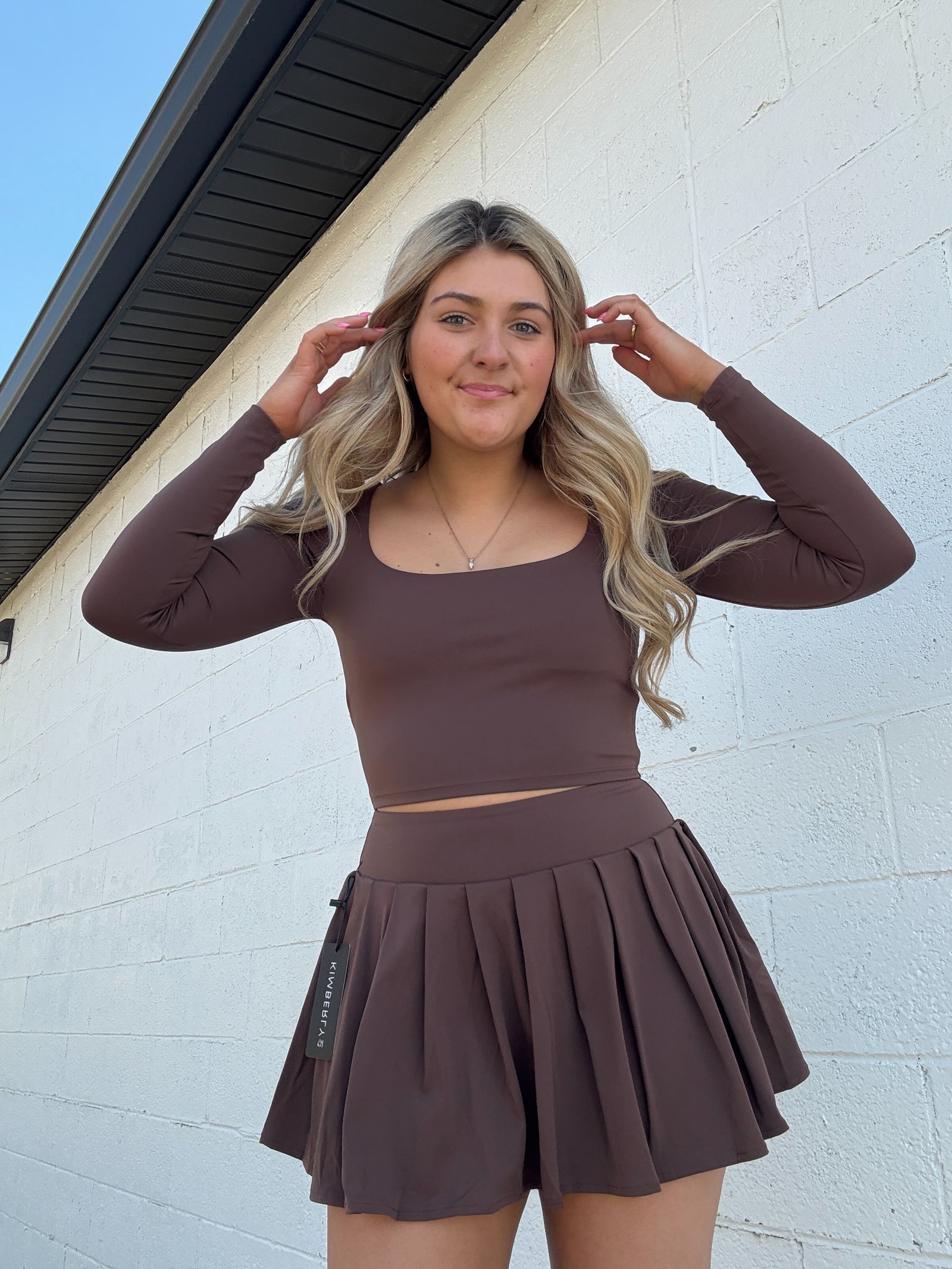 Brown Pleated Tennis Skort